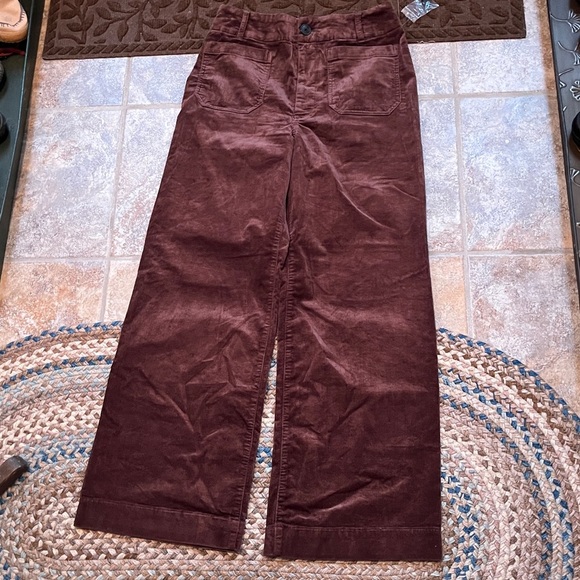 Anthropologie x Maeve Colette Wide-Leg Full Length Corduroy Pants Brown 30 NWT - Picture 5 of 13